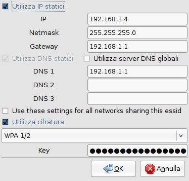 schermata impostazioni avanzate